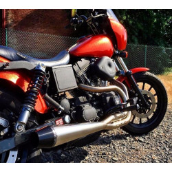 PartzBiz HD 930-01200 - Sawicki Speed Shop Brushed Stainless Steel 2 Into 1 Exhaust Pipe Harley Dyna FXD