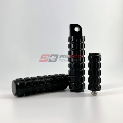 PartzBiz HD SD-FFP-TP-SI-MK2-COMBO-BK - Speed Dealer Customs MK2 Black Anodized Foot Pegs and Single Toe Peg Kit