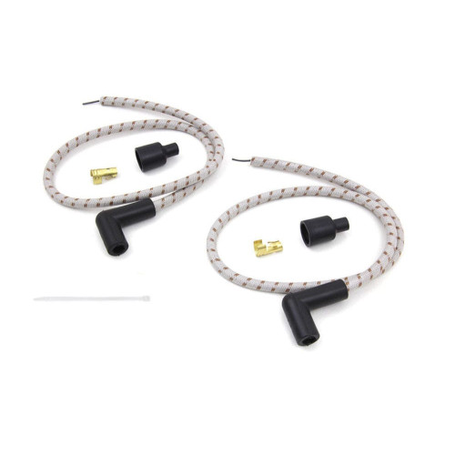 PartzBiz HD: 3453800-Sumax Gray & Brown Cloth Spark Plug Ignition Wire Set Kit Harley Custom Chopper