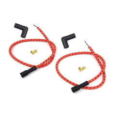 PartzBiz HD 32-7372 - Sumax Orange Black Cloth Spark Plug Ignition Wire Set Kit Harley Custom Chopper PartzBiz HD 32-7372 - Sumax Orange Black Cloth Spark Plug Ignition Wire Set Kit Harley Custom Chopper