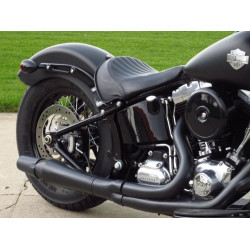 PartzBiz HD 1067B - Thunderheader Black 2 Into 1 Pipe Exhaust System Harley Softail FXST FLST 12-17