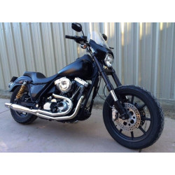 PartzBiz HD 1015 - Chrome Thunderheader 2 into 1 Full Exhaust System Pipe Harley FXR Mid-Controls
