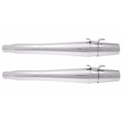 PartzBiz HD 1061 - Thunderheader Chrome Slip On ท่อไอเสียคู่ Harley Touring 95-16