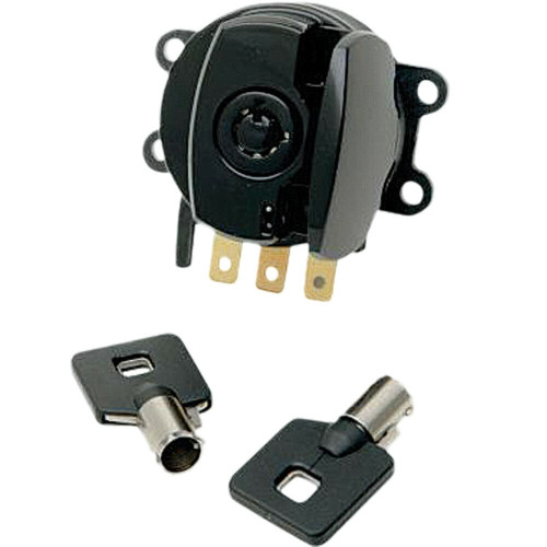 PartzBiz HD: 3443901-Black Fat Bob Ignition Switch & Key Late Style 1993-2013 Dyna Softail Road King