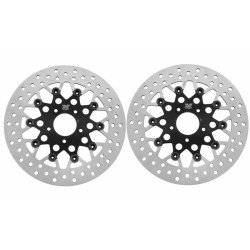 PartzBiz HD 1441TB x 2 - Mesh Spoke Black SS Floating Front 11.5 ชุดดิสก์เบรกคู่ Harley Touring