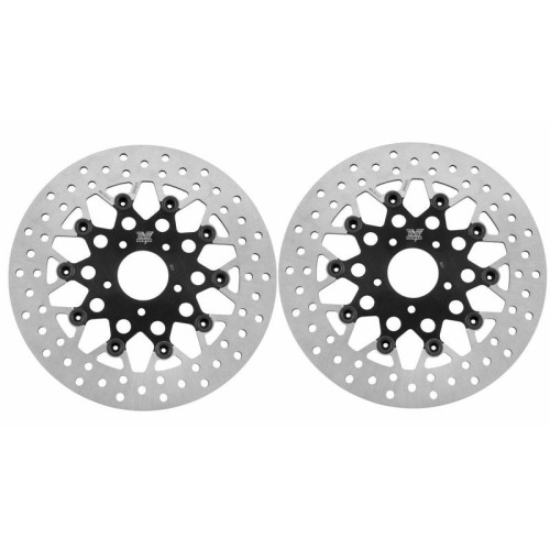 PartzBiz HD: 3488957-Mesh Spoke Black SS Floating Front 11.5 ชุดดิสก์เบรกคู่ Harley Touring