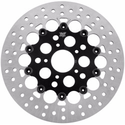 PartzBiz HD 666833 - Holes Black Stainless Steel Floating Front 11.5 Disc Brake Rotor Harley Davidson