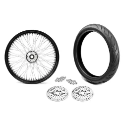 PartzBiz HD 36-654+33-295+2120093+M-RT-2100x - 21 3.5 60 Black Spoke Front Wheel Black Tire Harley Touring Package 00-07 DDBW PartzBiz HD 36-654+33-295+2120093+M-RT-2100x - 21 3.5 60 Black Spoke Front Wheel Black Tire Harley Touring Package 00-07 DDBW