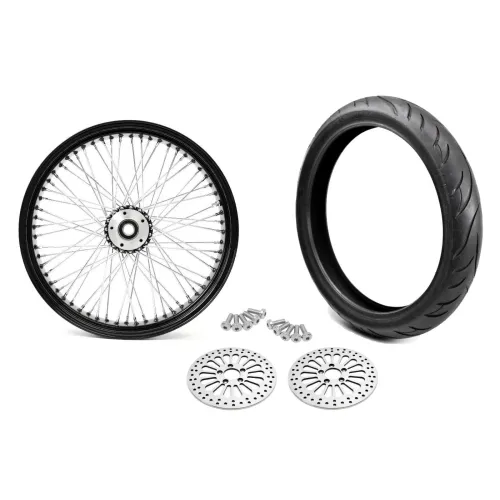 PartzBiz HD: 3441754-21 3.5 60 Black Spoke Front Wheel Black Tire Harley Touring Package 00-07 DDBW PartzBiz HD: 3441754-21 3.5 60 Black Spoke Front Wheel Black Tire Harley Touring Package 00-07 DDBW