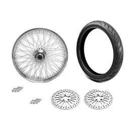 PartzBiz HD 36-498BWPACKAGE - 21 x 3.5 80 Spoke Front Wheel 120/70 BW Tire Package 1984-2007 Harley Touring