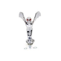 PartzBiz HD 50-1537 - V-Twin Flying Skull Front Fender Ornament Chrome Finish Harley Custom Vintage