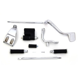 PartzBiz HD 22-1671 - Chrome OE เปลี่ยนกลางควบคุม Shifter Footpeg ชุด Harley 1991-2017 Dyna