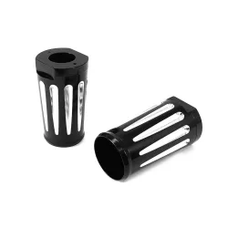 PartzBiz HD 24-1173 - Black 41mm Fork Slider Cover Set Contrast Chrome Strip Harley Touring FLST FLHX