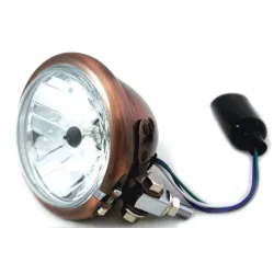 PartzBiz HD 33-4073 - 4 1/2” 4.5” Brushed Copper Bates Headlight Headlamp Harley Chopper Bobber Custom