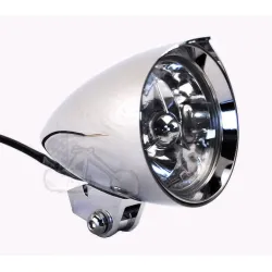 PartzBiz HD 33-0659 - 4.5” X 7” Chrome Billet Fang Headlight Harley Chopper Bobber Springer Softail