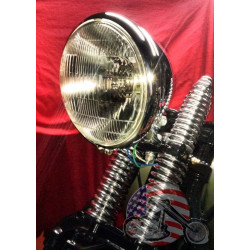 PartzBiz HD 33-2029 - 6.5” Chrome Headlamp Headlight Assembly Harley Springer Bobber Chopper Custom