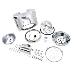 PartzBiz HD 33-1428 - 7” Chrome Headlight Cowl Nacelle Kit 86-17 Harley Softail Fatboy Heritage FLSTF PartzBiz HD 33-1428 - 7” Chrome Headlight Cowl Nacelle Kit 86-17 Harley Softail Fatboy Heritage FLSTF
