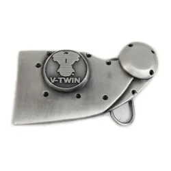 PartzBiz HD 48-1545 - V-Twin Silver Patina 4” x 2” Belt Buckle Cover Harley Sportster XL Points System