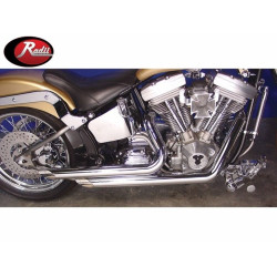 PartzBiz HD 30-0556 - Radii 2 1/4‚” ชุดท่อไอเสีย Chrome Side Slash Style Drag Harley Softail FXST