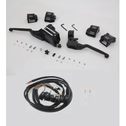 PartzBiz HD 22-1164 + 32-8084 - ชุดควบคุมแฮนด์รถสีดำ ชุดควบคุมชุดแฮนด์ ดิสก์เดี่ยวสวิตช์สายไฟ 82-95