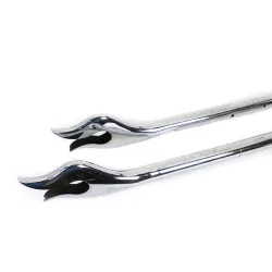 PartzBiz HD 30-0654 - 36” Chrome Flame Fishtail Straight Exhaust Mufflers Pipes Harley Touring 95-16