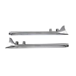 PartzBiz HD 30-0243 - Chrome Fishtail หางปลาหาง Slip-On Mufflers ท่อไอเสีย 85-94 Harley Touring