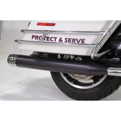 PartzBiz HD 30-4040 - ใหม่ Black Chrome Contrast Tip 4‚” Shooter Slip On Mufflers Exhaust Harley Touring