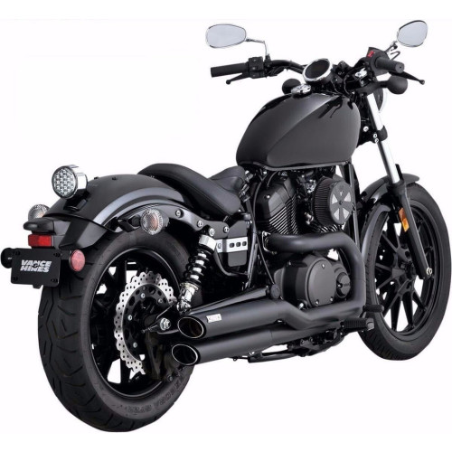 PartzBiz HD: 3452288-New Vance & Hines Black Twin Slash Staggered Exhaust Pipes 2013-2017 Yamaha Bolt