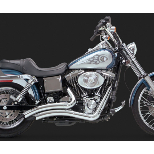 PartzBiz HD: 3454420-Vance & Hines Chrome Big Radius Exhaust Drag Header Pipes Harley Dyna 1991-2005